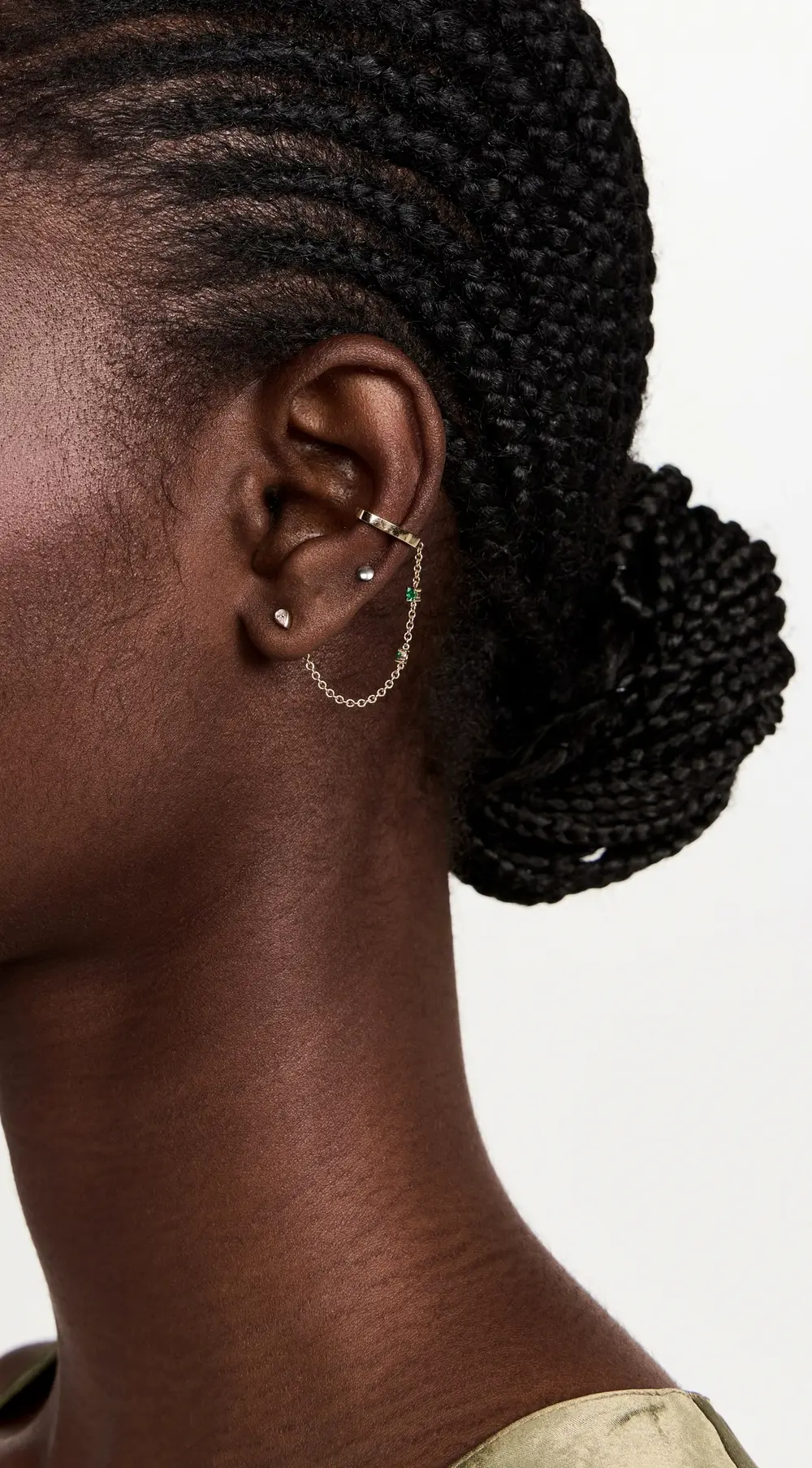 Isa Grutman 14k Emerald Chain Ear Cuff With Loop
