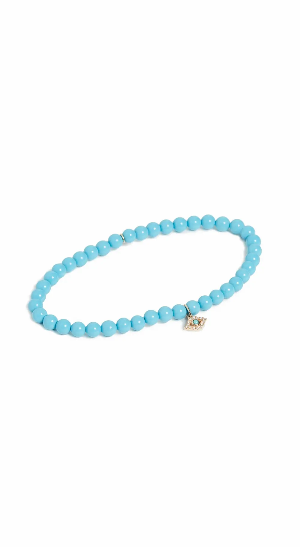 Sydney Evan 14k Gold Turquoise Beaded Evil Eye Charm Bracelet