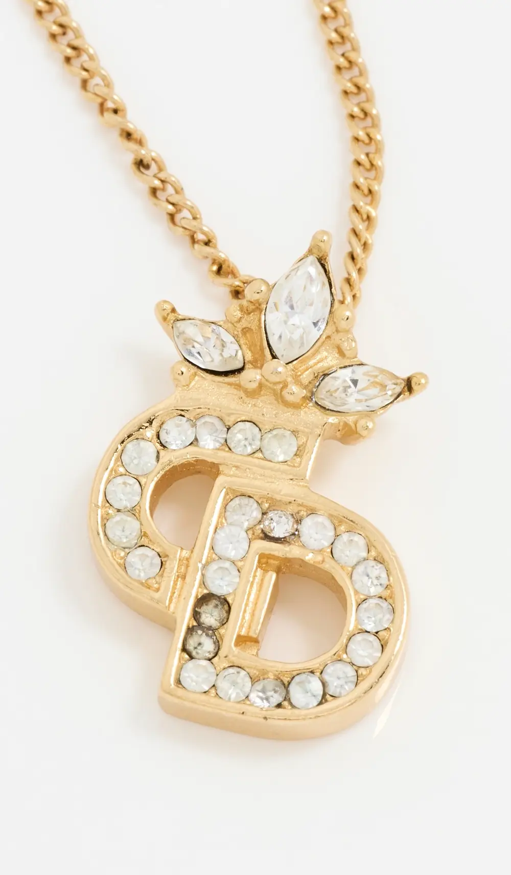 What Goes Around Comes Around Dior Gold Crystal CD Necklace