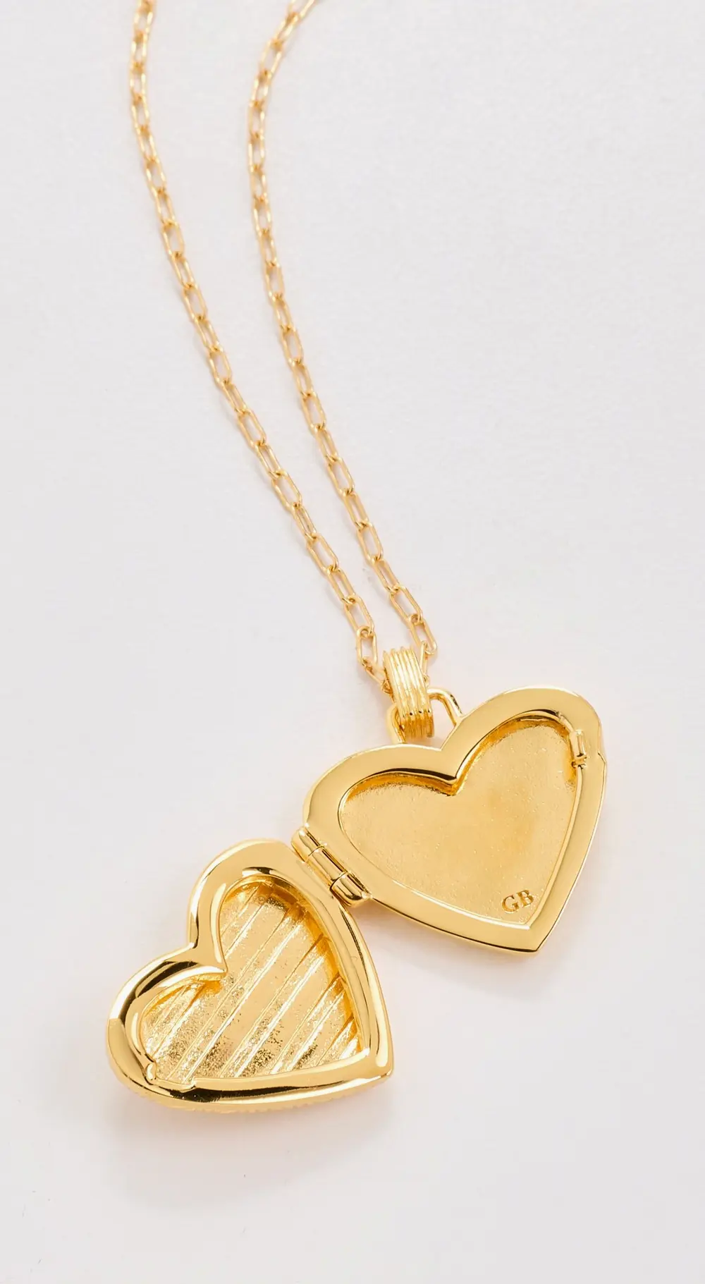 Gwen Beloti Etched Heart Locket Pendant Necklace