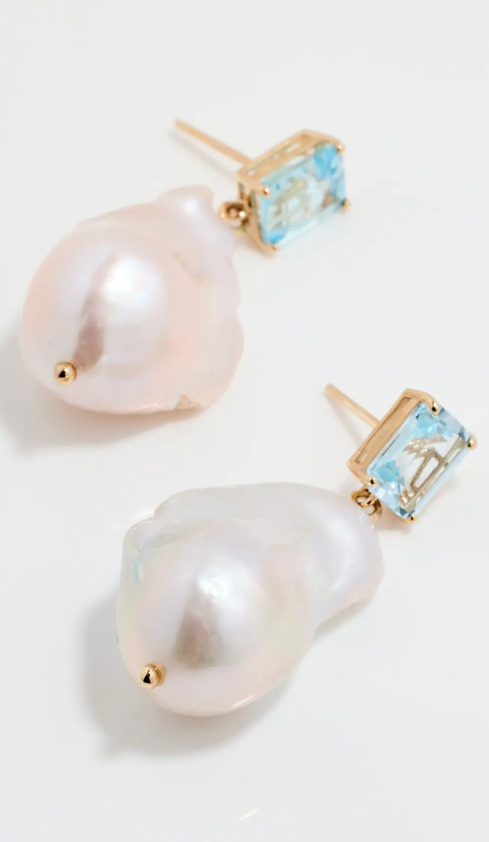 Mateo 14k Blue Topaz and Baroque Pearl Drop Earrings