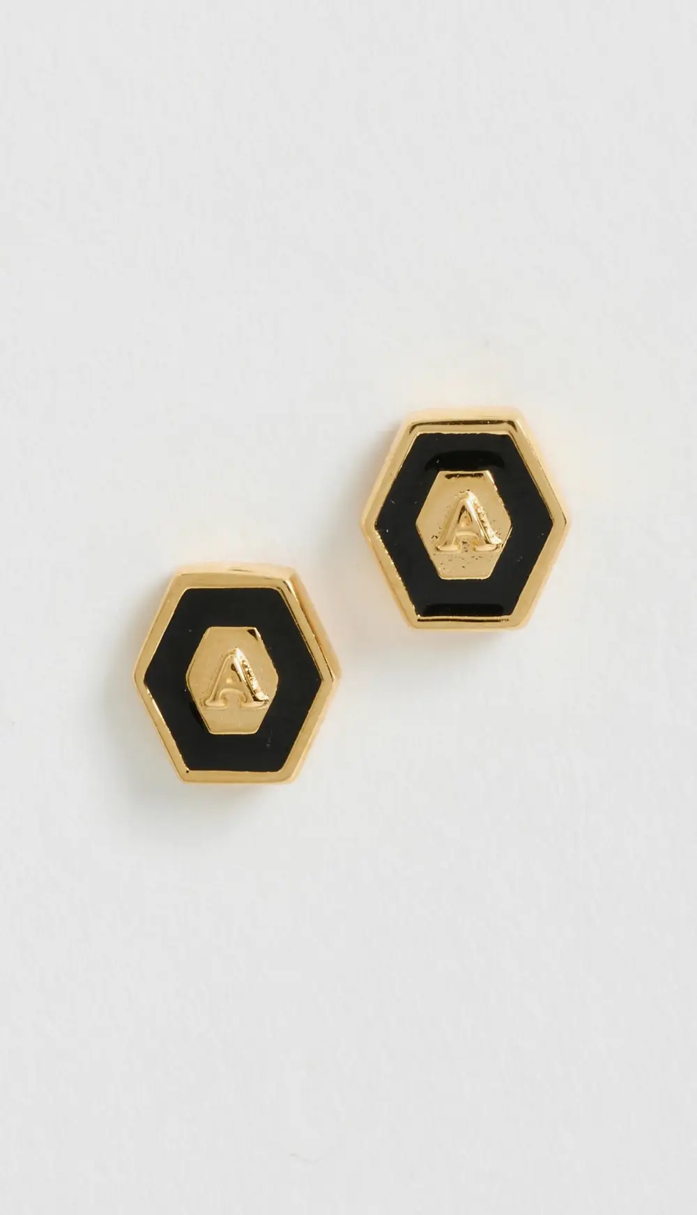 Gwen Beloti Initial Hex Stud Earrings