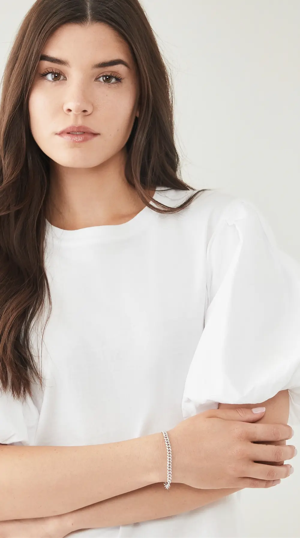 SHAY 18k White Gold Mini Pave Link Bracelet