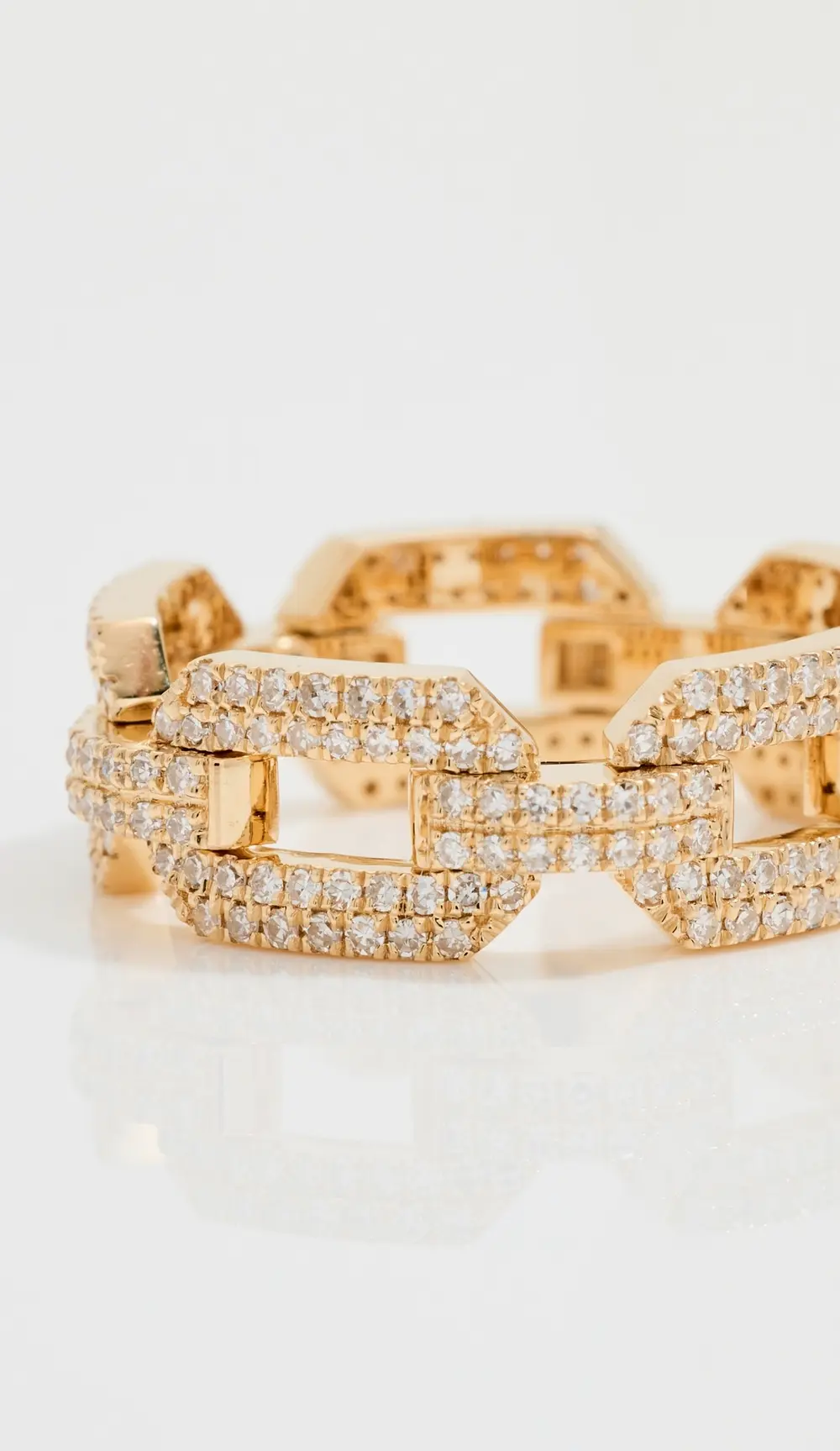 SHAY 18k Diamond Pave Geo Flat Link Ring