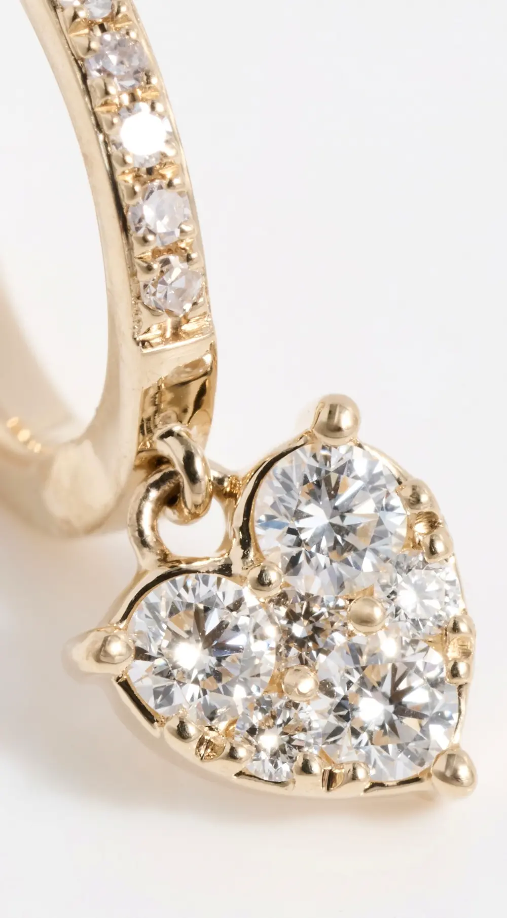 EF Collection 14k Diamond Heart Mini Huggie Earring