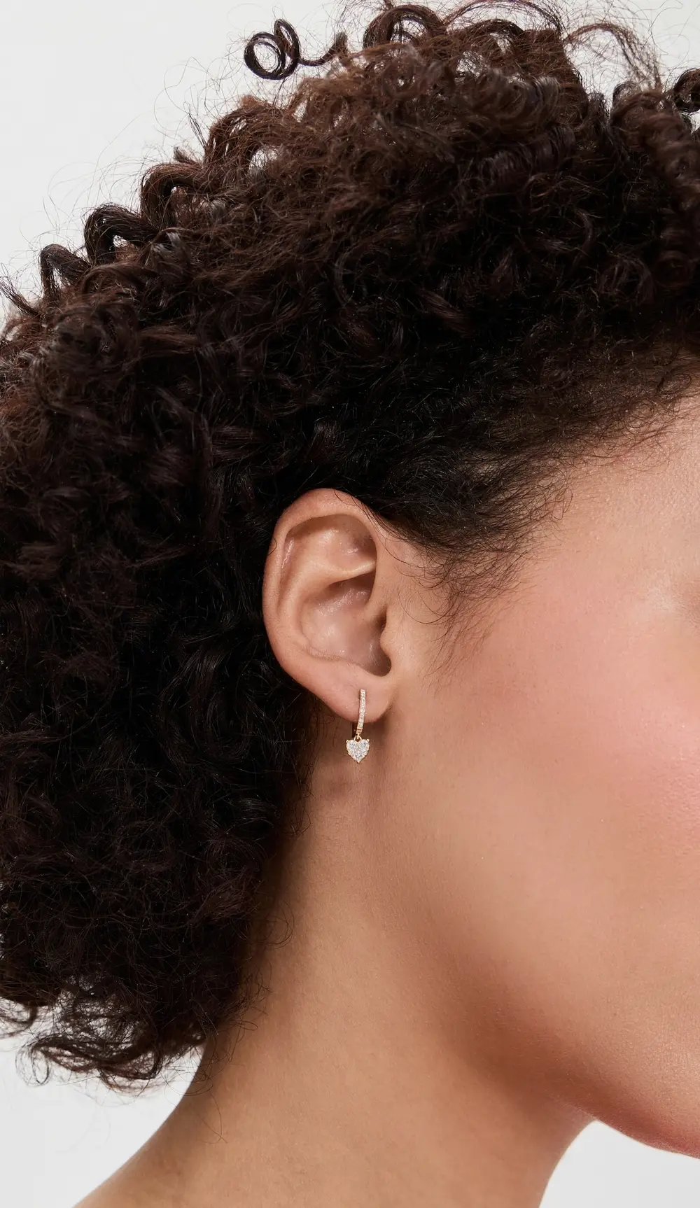 EF Collection 14k Diamond Heart Mini Huggie Earring