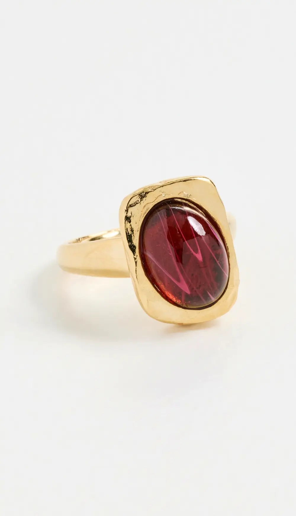 Kenneth Jay Lane Gold with Center Oval Flaw Ruby Ring