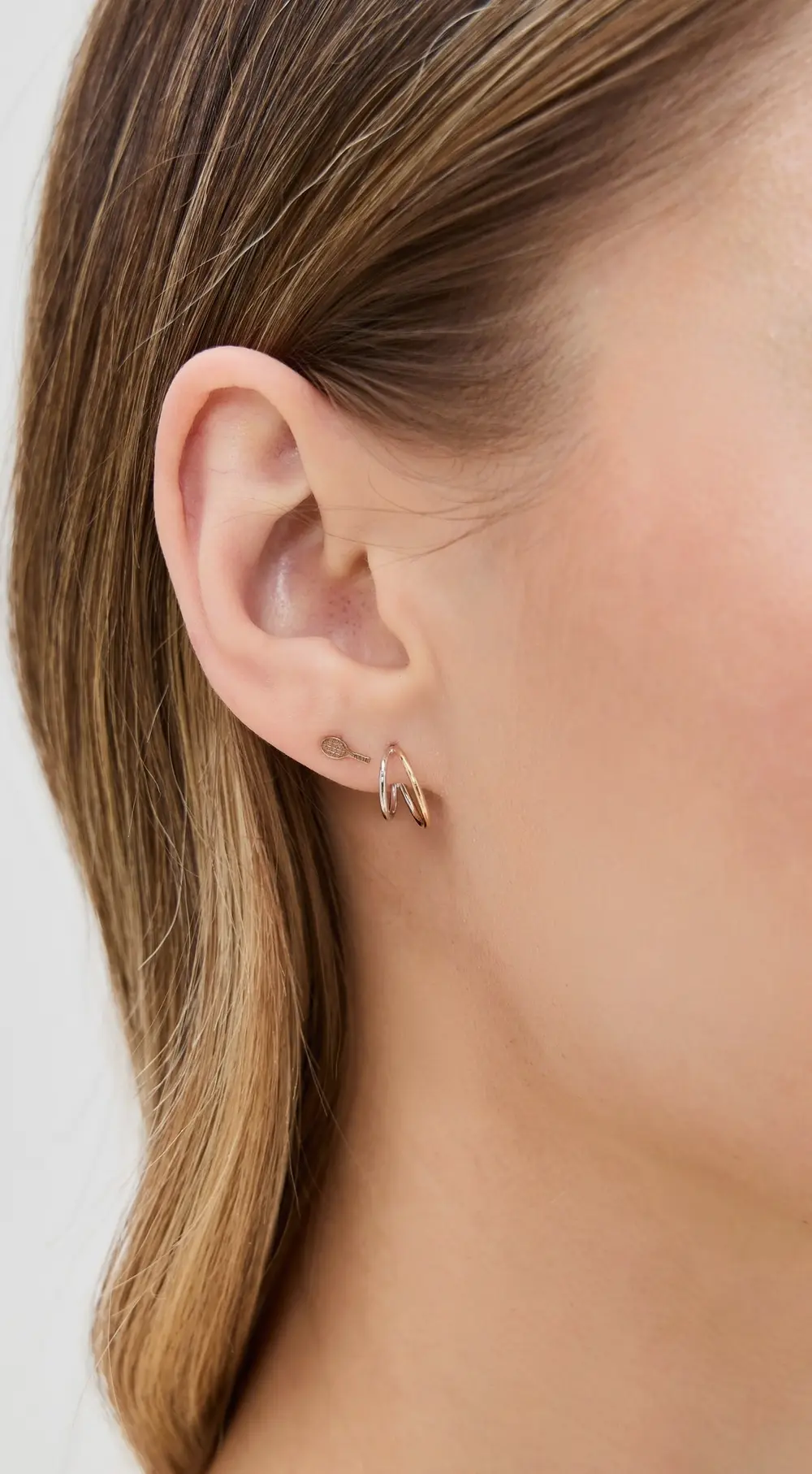 Zoe Chicco 14k Gold Itty Bitty Tennis Racket Single Stud Earring