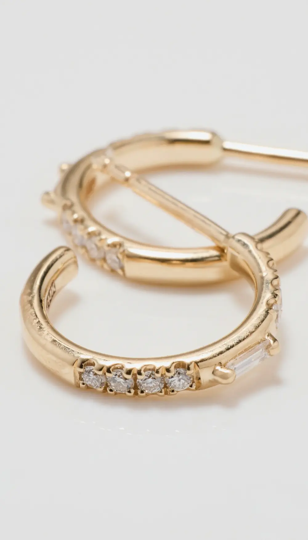 Kalan by Suzanne Kalan Mixed Diamond Center Baguette Hoops