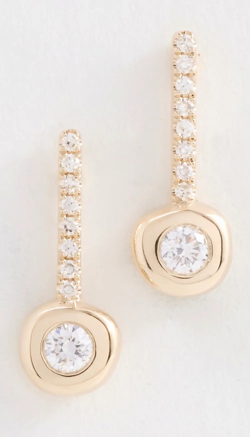 EF Collection 14k Diamond Pillow Bar Stud Earrings