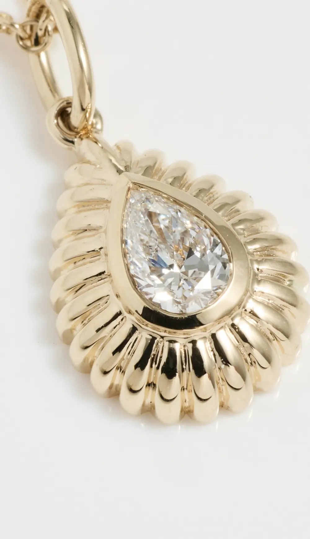 EF Collection 14k Gold Fluted Pear Necklace