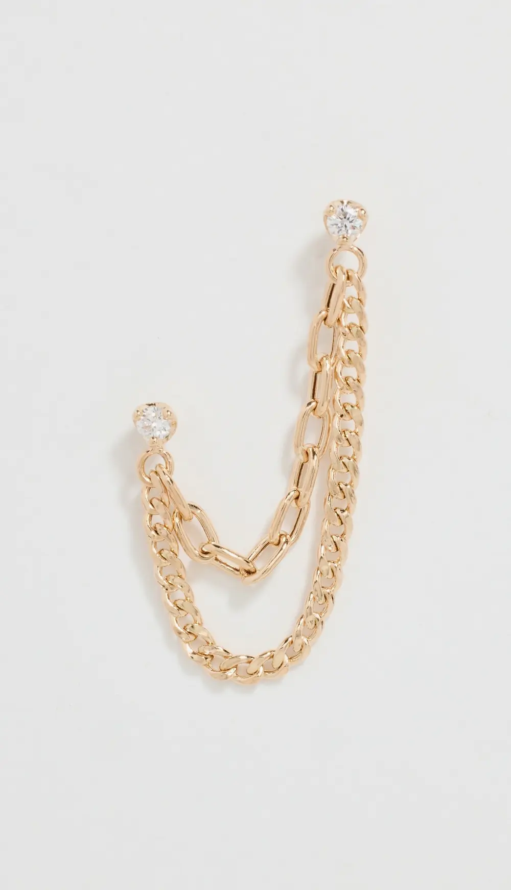 Zoe Chicco 14k 2mm Diamonds with 2 Hanging Chains Earring