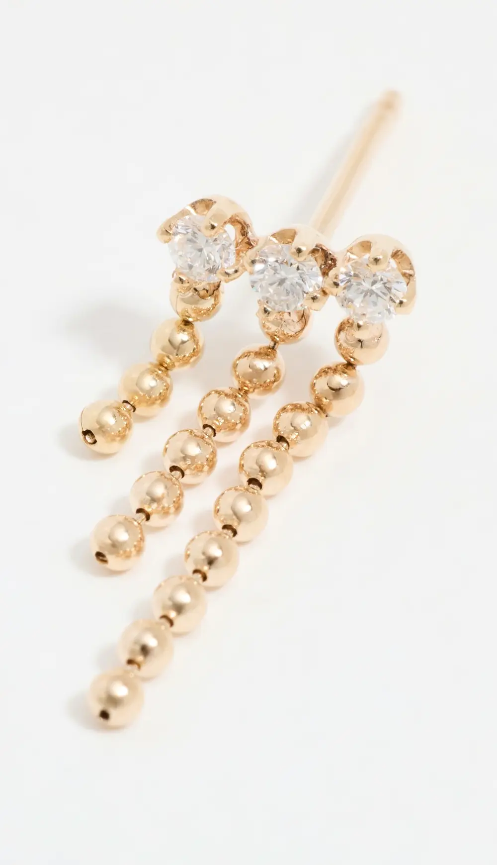 Zoe Chicco 14k Gold Prong Diamond and Bead Chain Waterfall Earrings