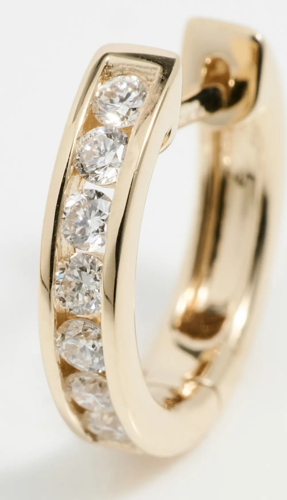 EF Collection 14k Gold Channel Set Round Diamond Huggie Earrings