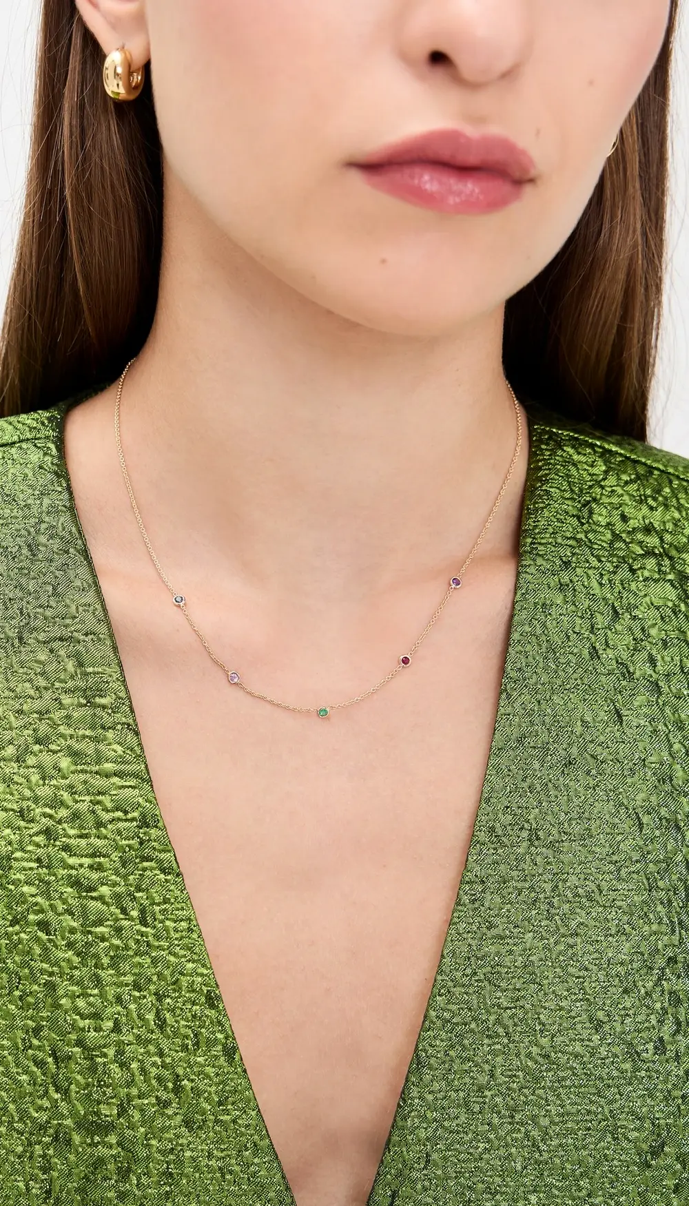 Zoe Chicco 14k Gold Rainbow Floating Gemstones Necklace