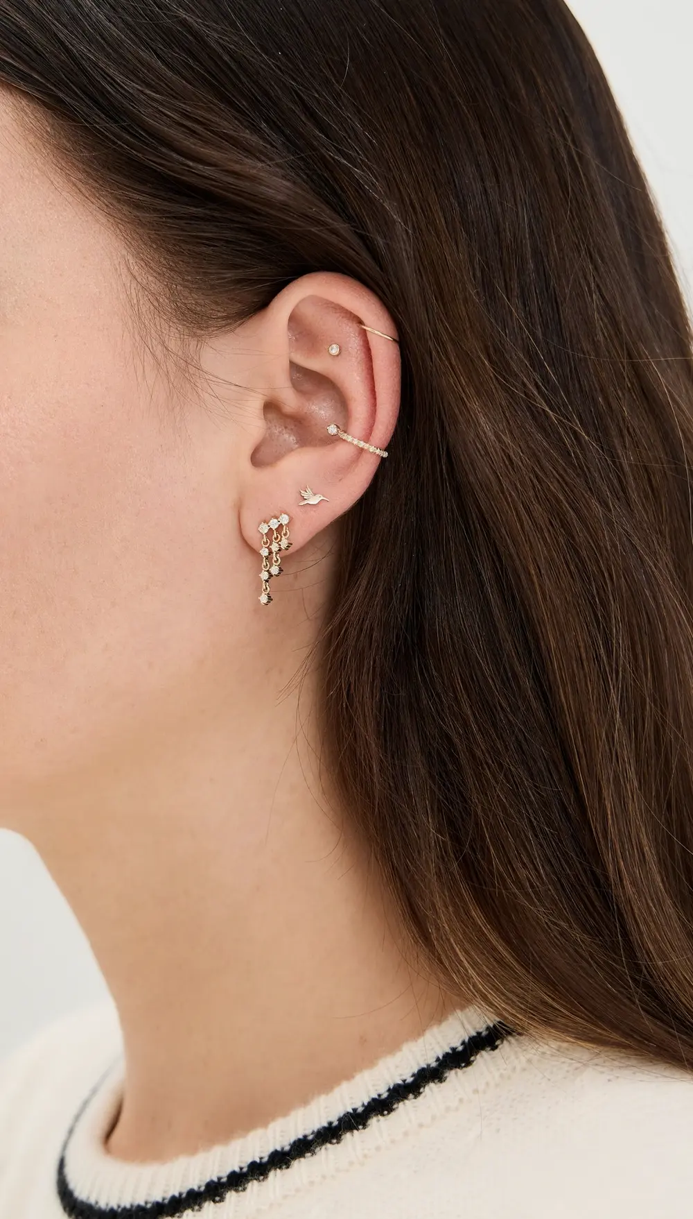 Zoe Chicco 14k Gold Waterfall Prong Set Diamond Earrings