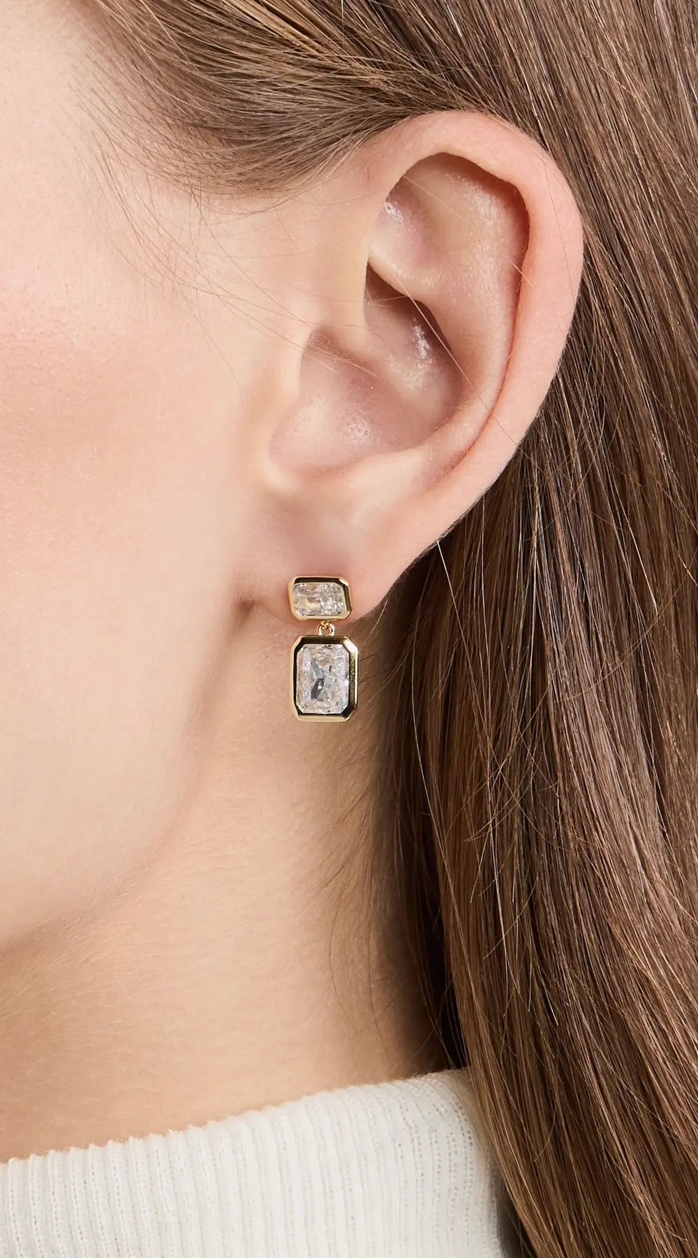 SHASHI Emerald Baguette Drop Earrings