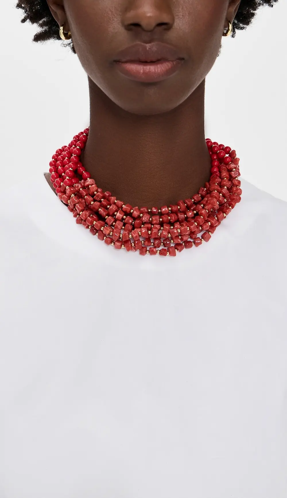 Kenneth Jay Lane Dark Coral Chip Neck