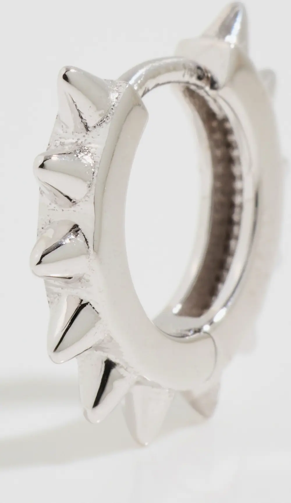 Zoe Chicco 14k White Gold Single Spiked Hinged Huggie Hoop