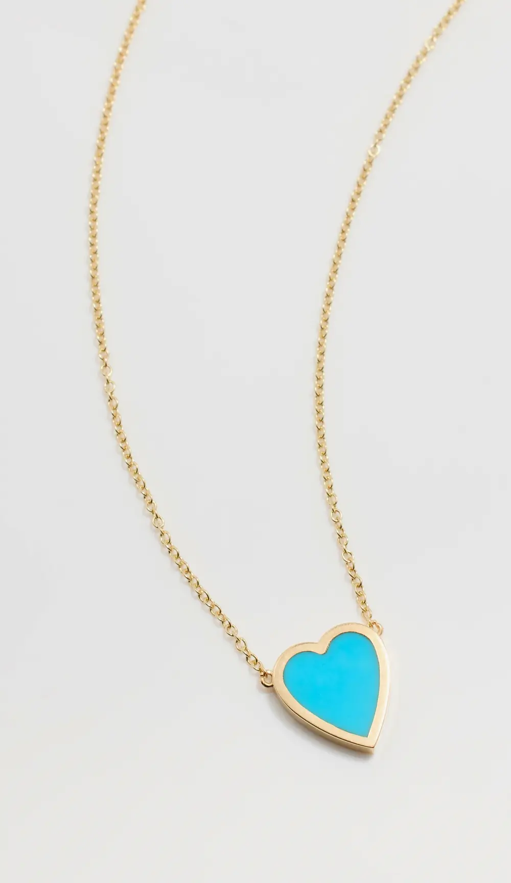 Jennifer Meyer Jewelry 18k Mini Turquoise Inlay Heart Necklace