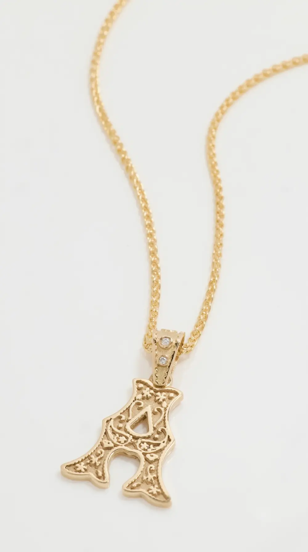 Marlo Laz Mini SW Alphabet Charm on Wheat Chain Necklace
