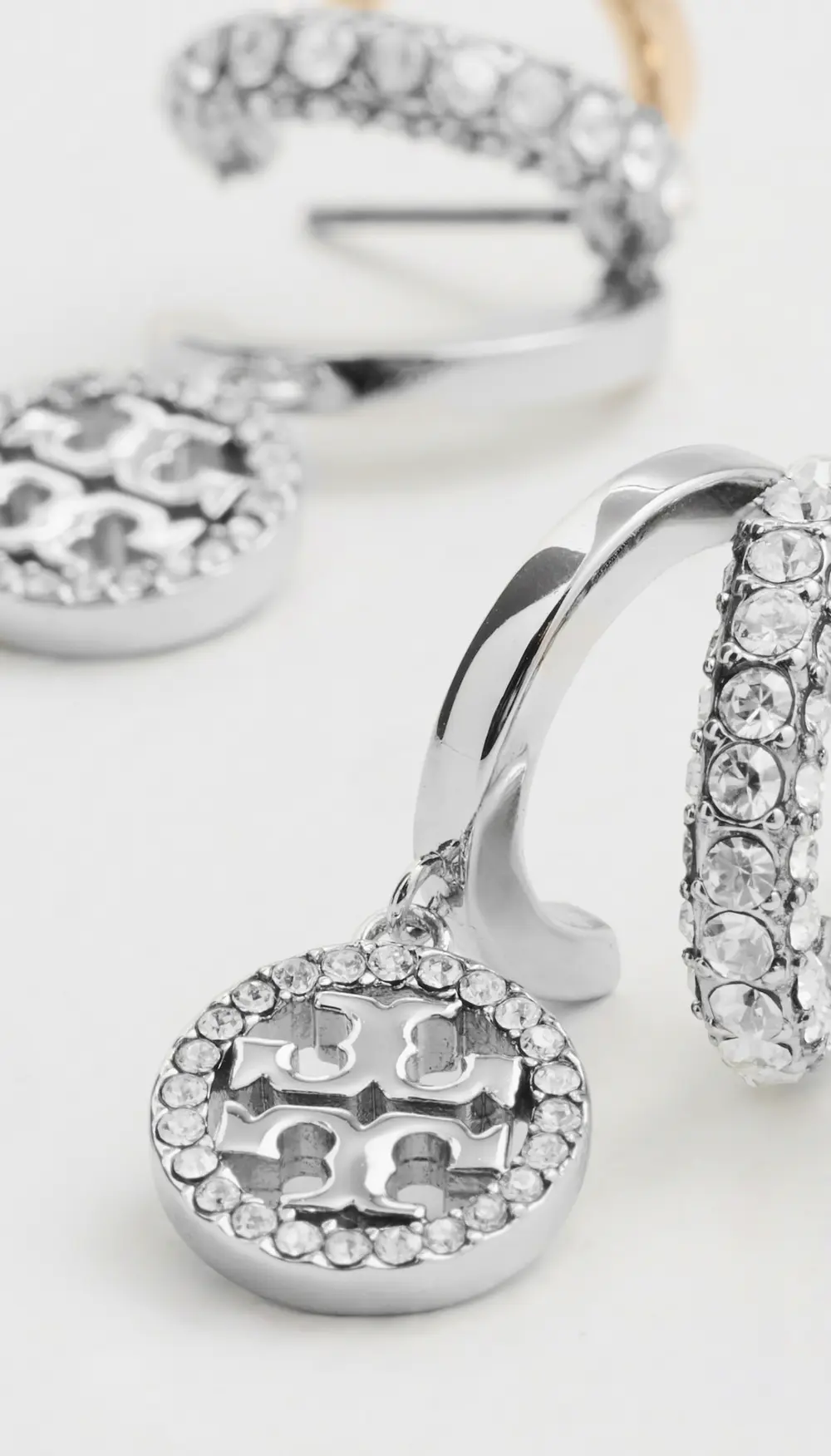 Tory Burch Icon Pavé Triple Hoop Earrings