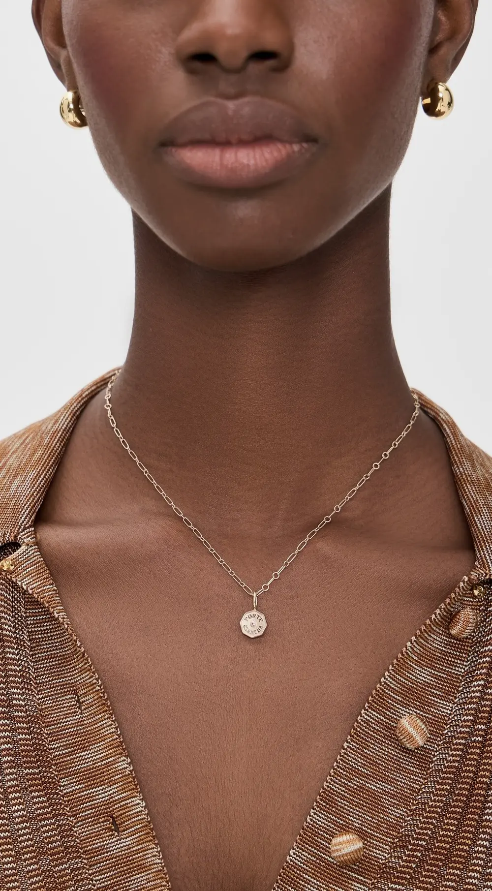 Marlo Laz Wee Porte Bonheur Charm On Multi Link Necklace