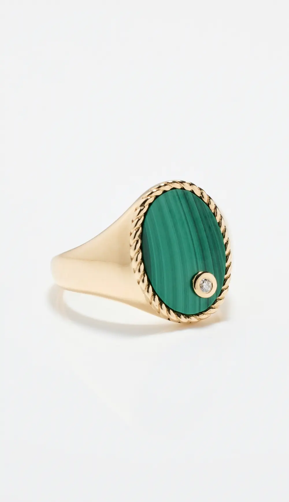 Yvonne Leon Chevaliere Ovale Malachite Ring