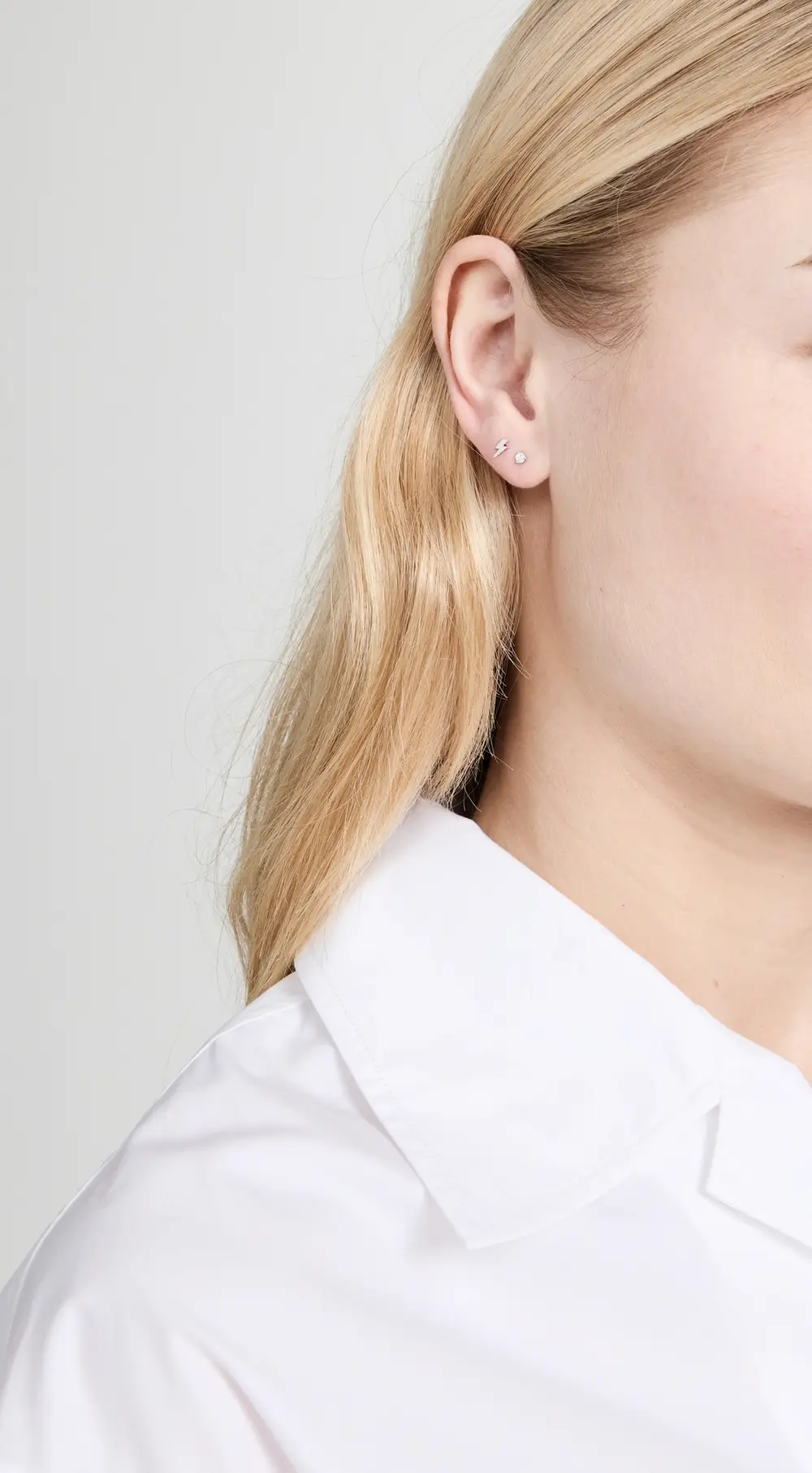 Zoe Chicco 14k White Gold Single Itty Bitty Lightning Bolt Stud Earring