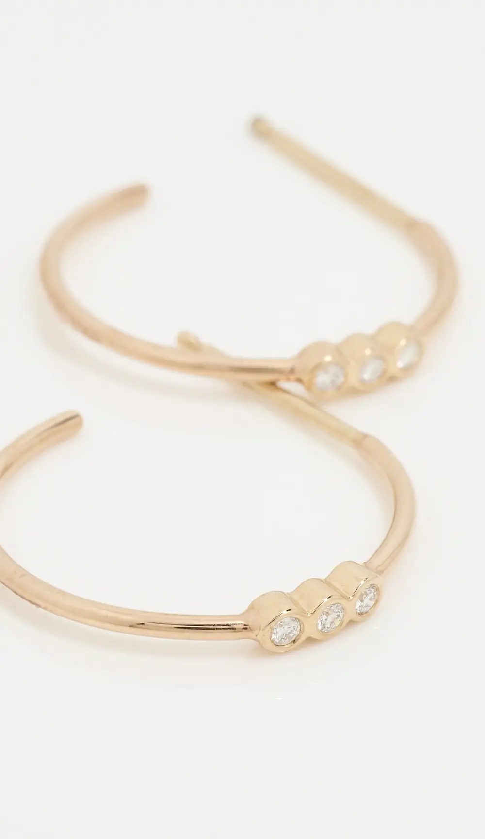 Zoe Chicco 14k Gold 3 Bezel Set Diamond Hoop Earrings
