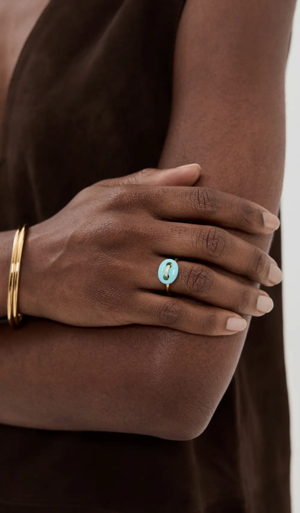 Jenna Blake 18k Mini Stone Mariner Ring