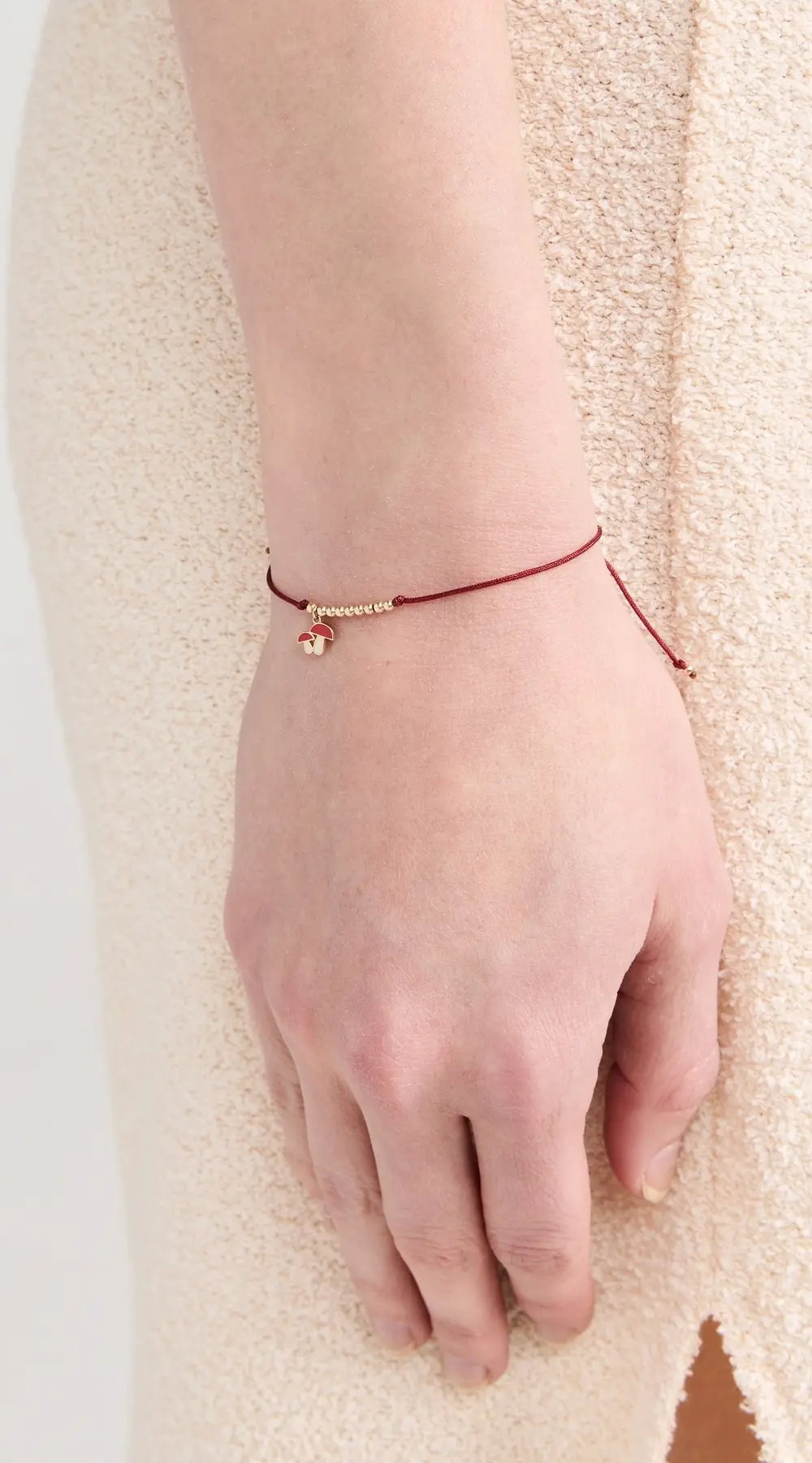 Sydney Evan Mini Enamel Mushroom Cord Bracelet