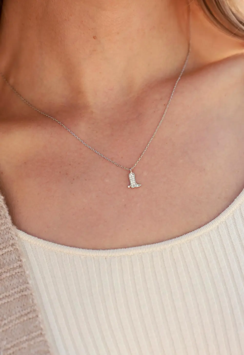 Sadie Boot Necklace - Silver