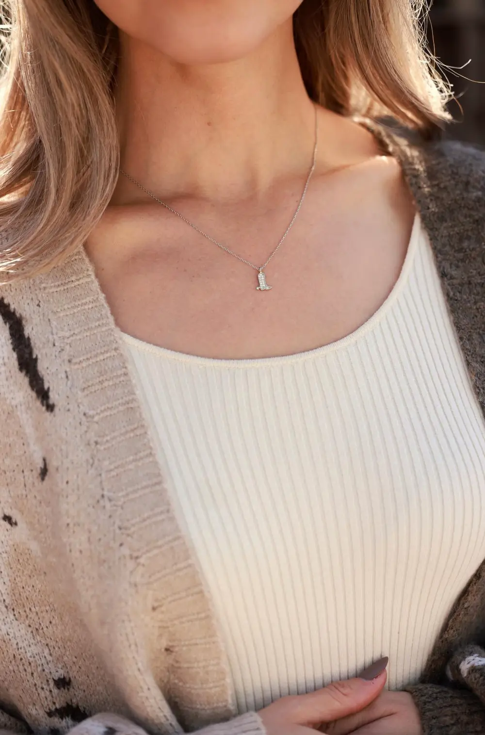 Sadie Boot Necklace - Silver