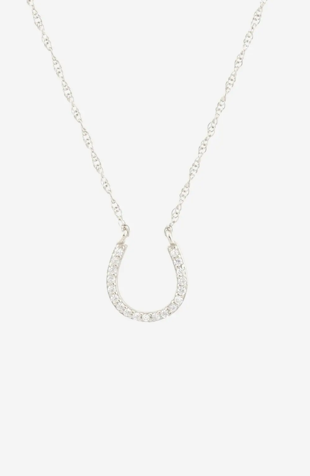 Horseshoe Pave Necklace - Silver