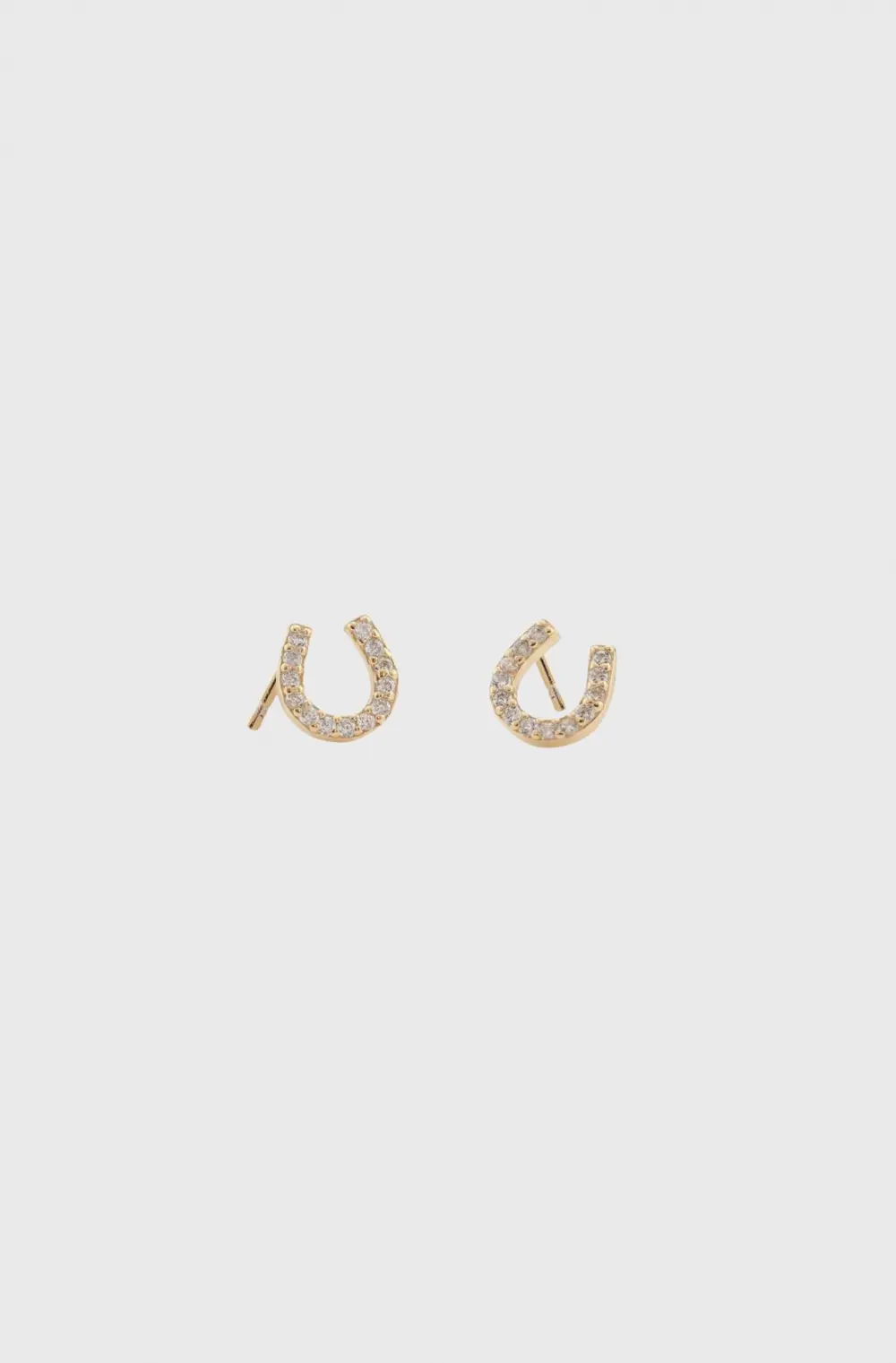 Horseshoe Pave Stud Earrings - Gold
