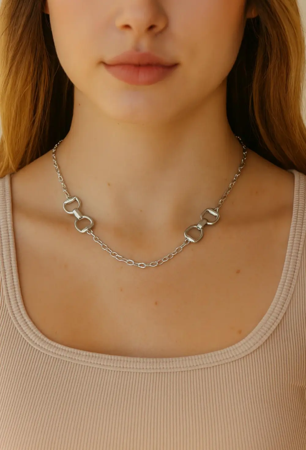 Double Equestrian Chain Necklace - Silver