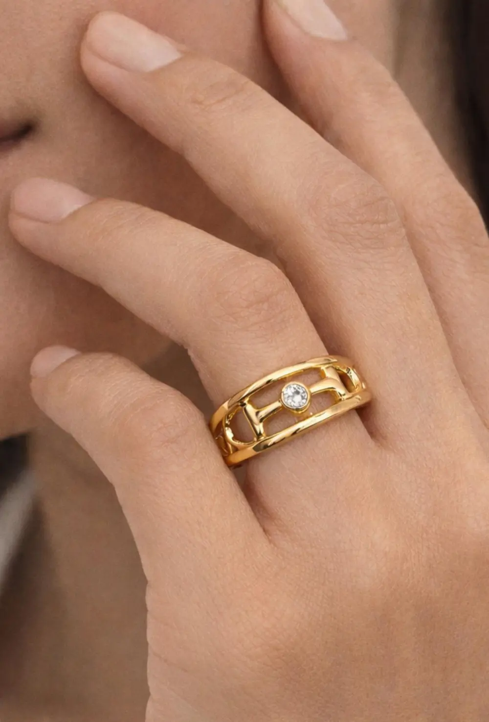 Hollis Double Band Bit Ring - Gold