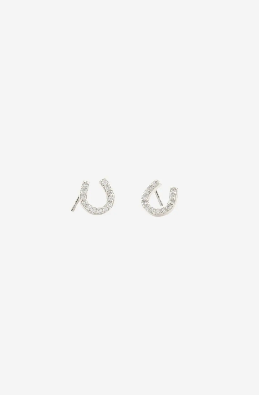 Horseshoe Pave Stud Earrings - Silver