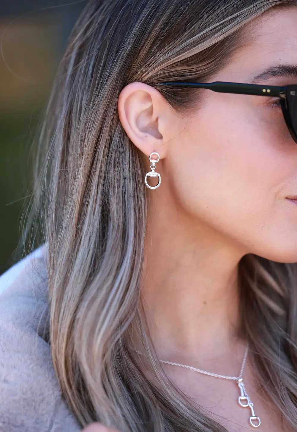 Hollis Bit Drop Earrings - Silver