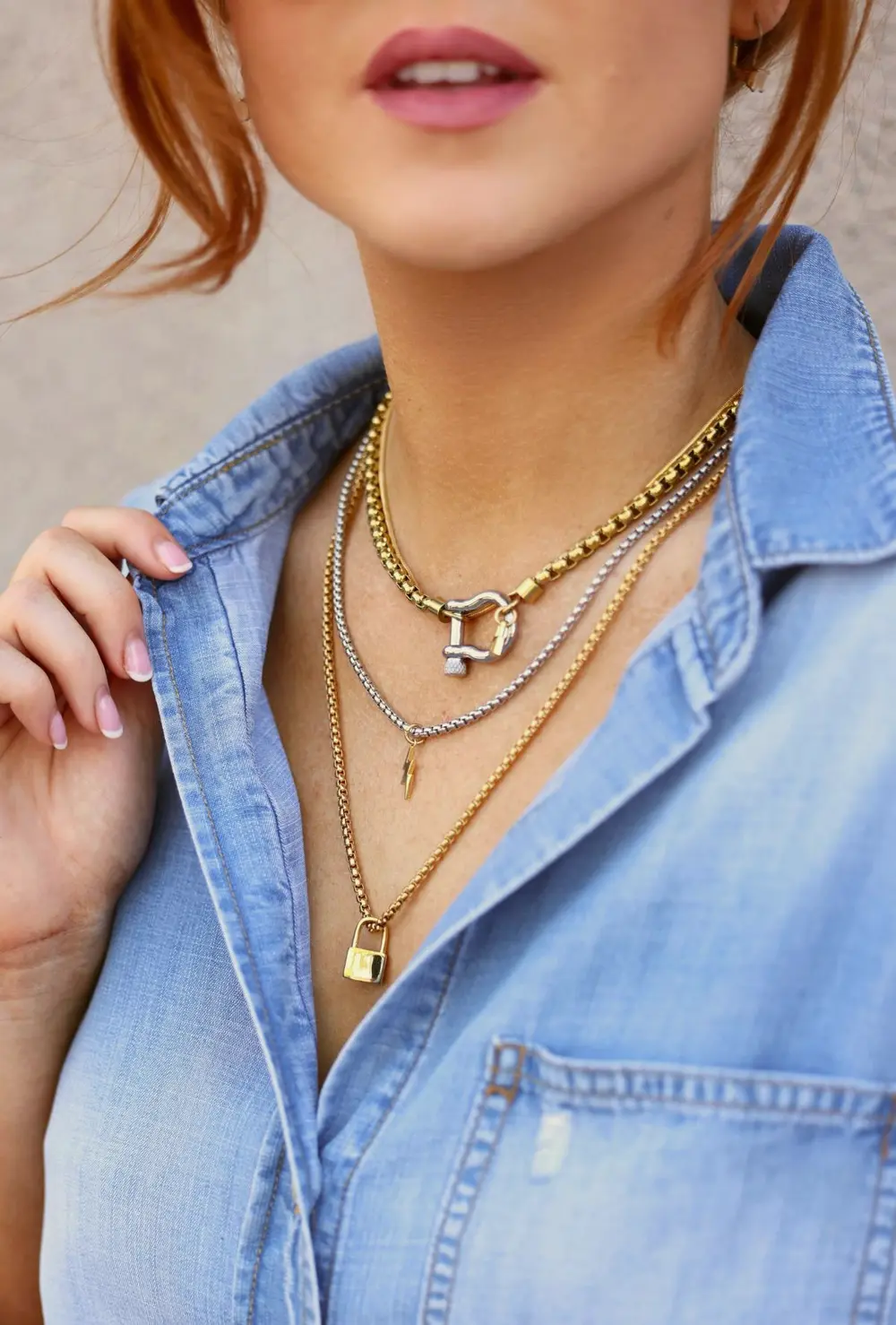 Herradura Lock Layered Necklace Set