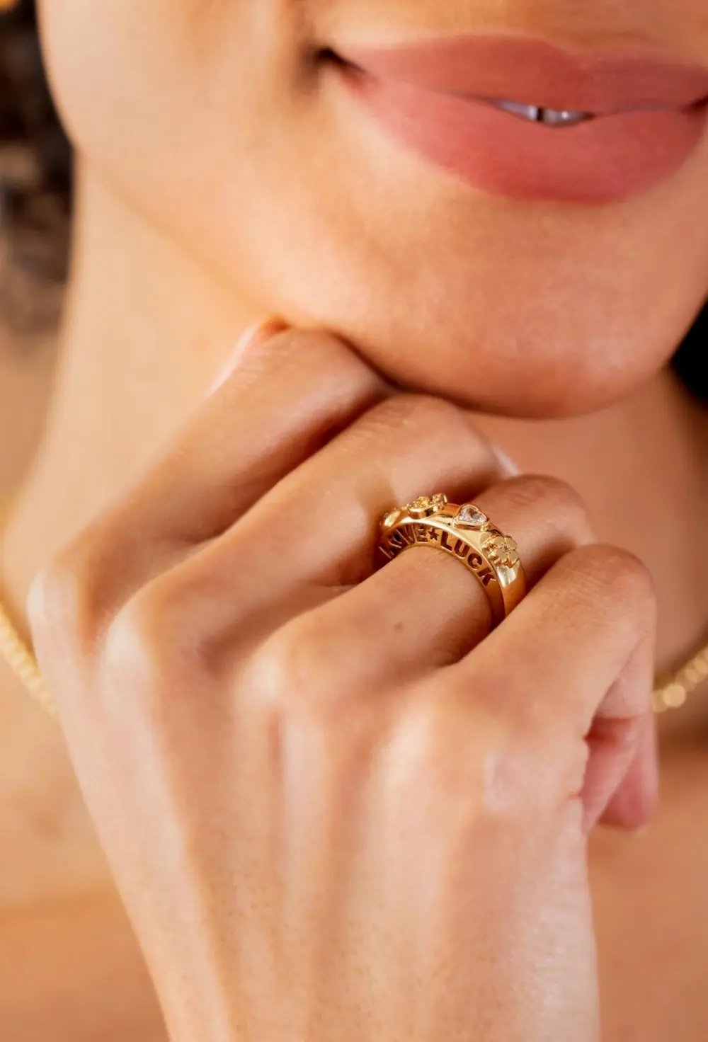 Love &amp; Luck Opened Dome Ring