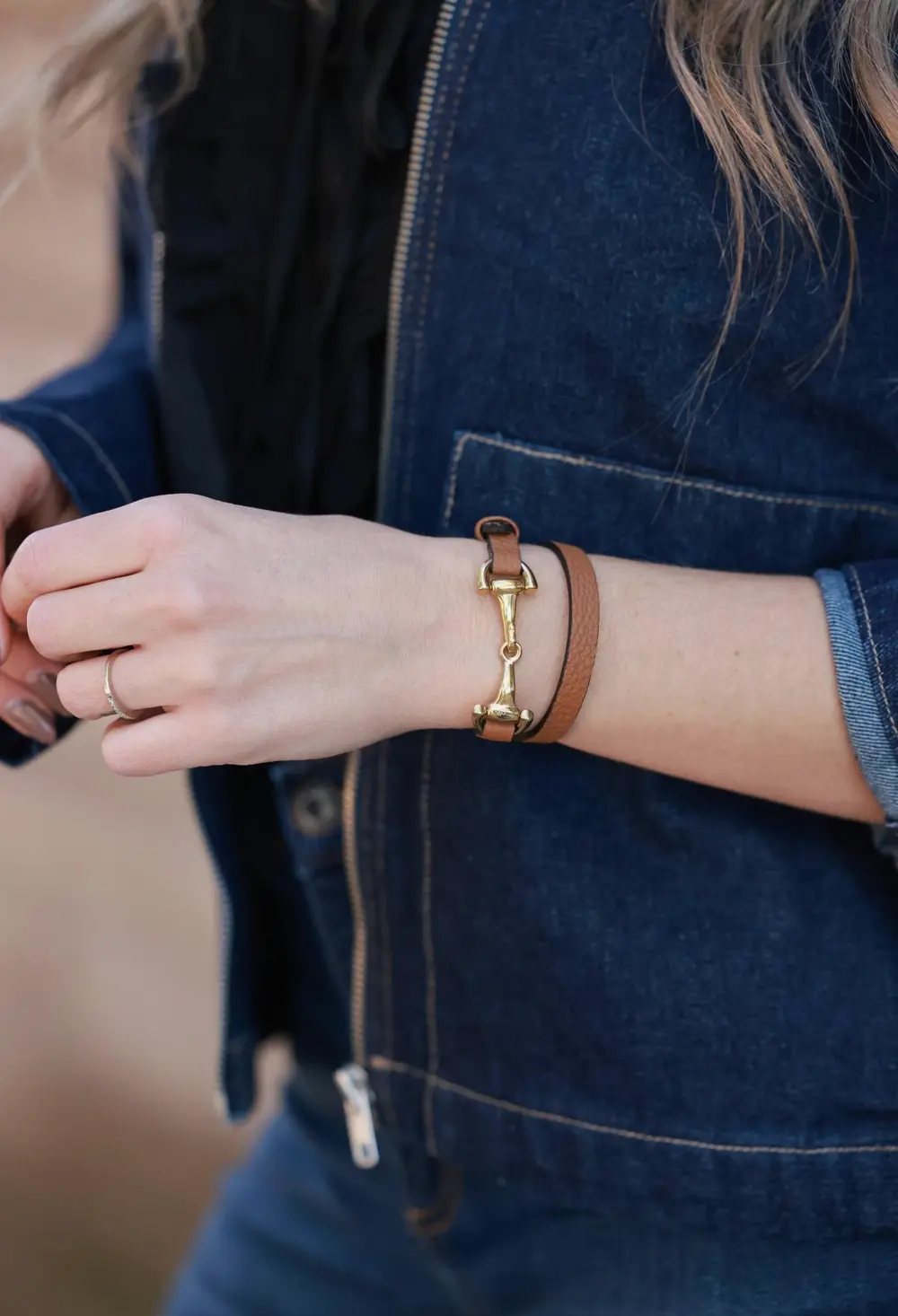Ingrid Bit Wrap Bracelet - Cognac