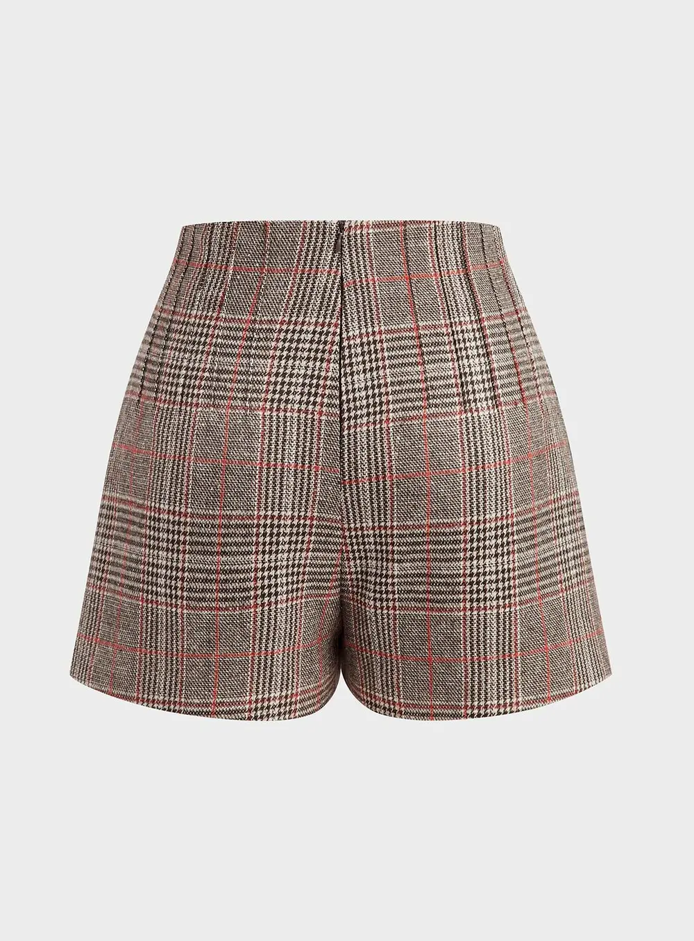 High-Waist Plaid Tweed Shorts