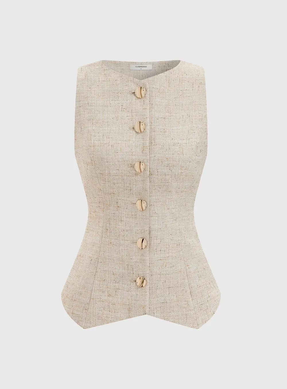 Tweed Buttoned Vest & Mini Shorts Set