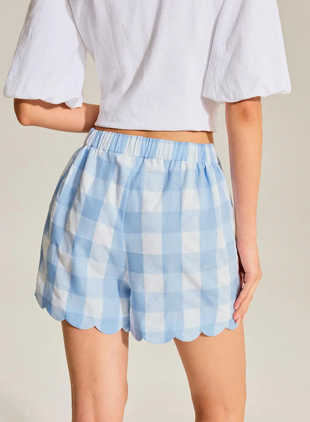 Gingham Scallop Hem Shorts