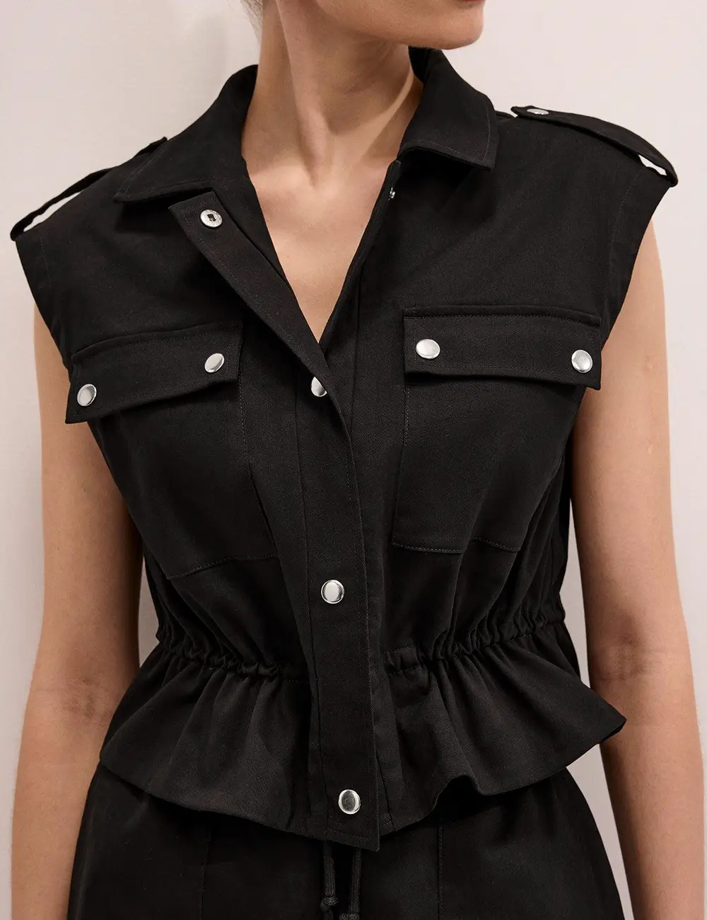 Cotton Blend Utility Vest & Shorts Set