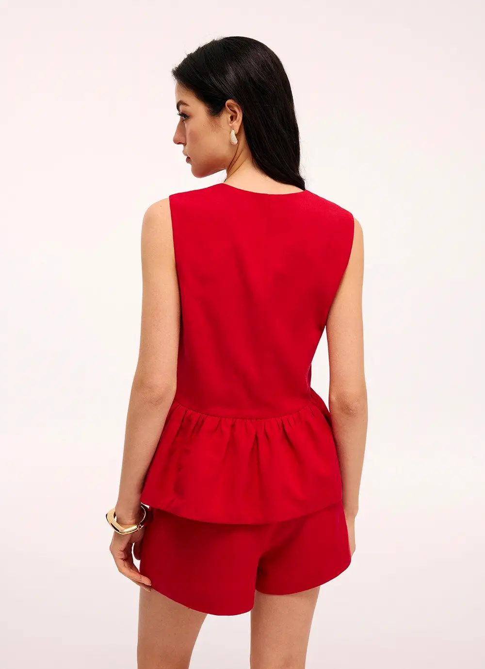 Sleeveless Peplum Top & Shorts Set