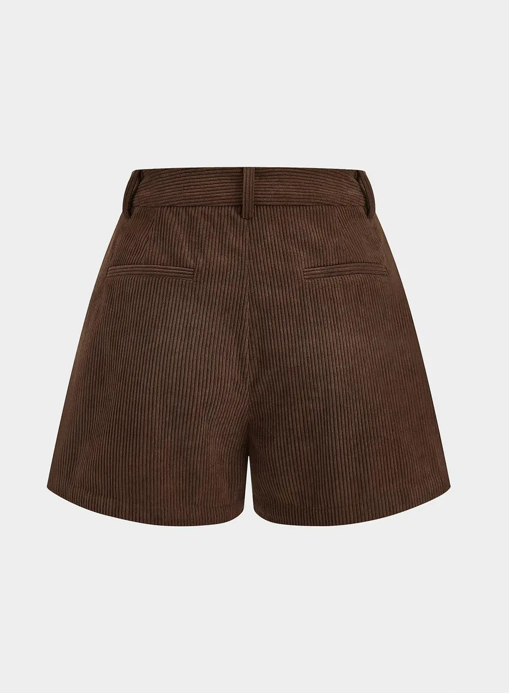Metal Button Pleated Corduroy Shorts