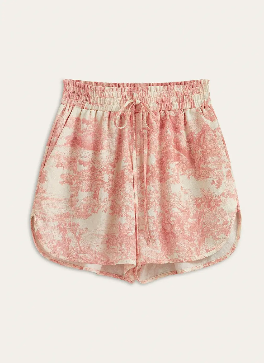 Printed Contrast Trim Shorts Set
